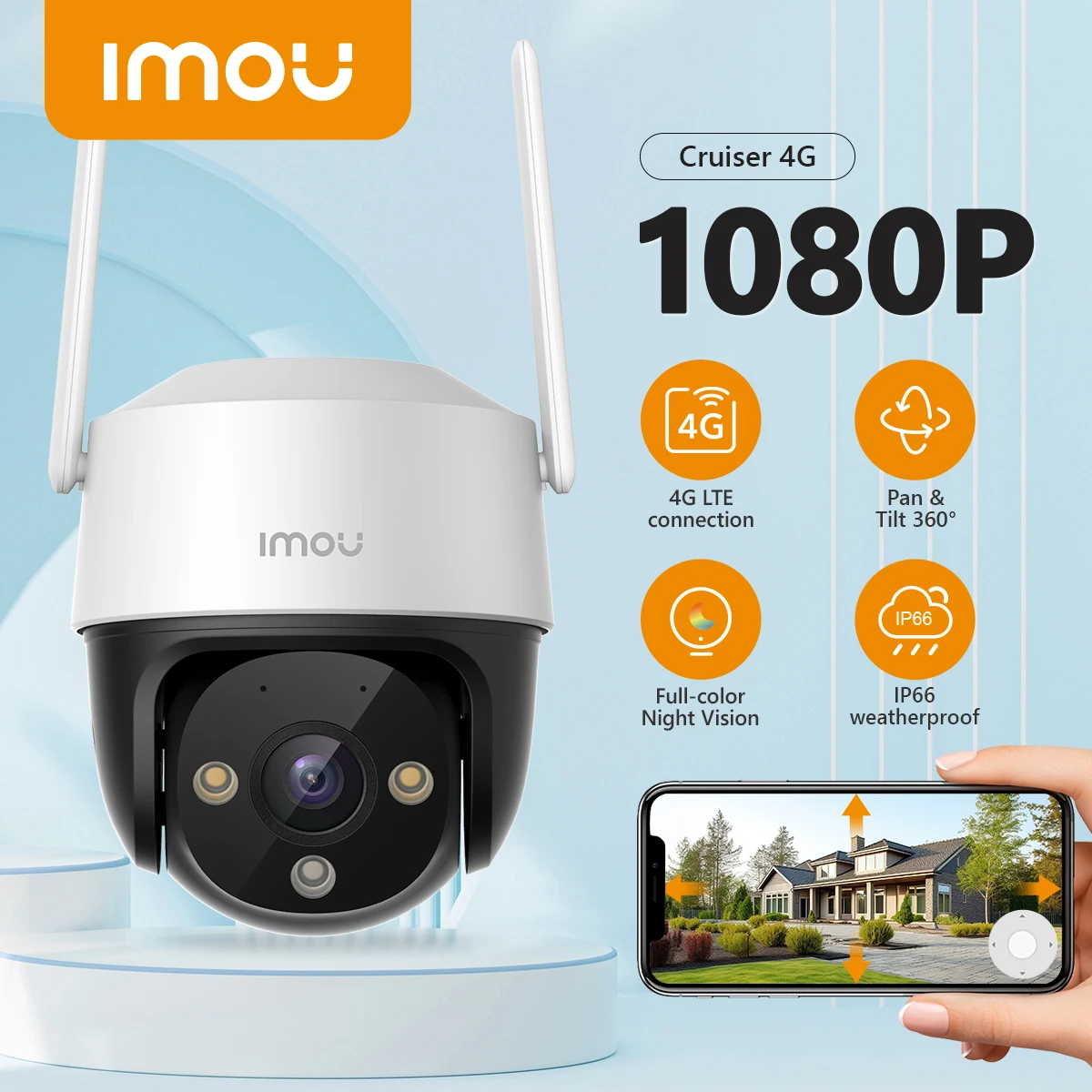 IMOU Cruiser 4G Connection 1080P P&T Camera Smart Color Night Vision IP66 Smart Tracking Two-way Talk Home Security WiFi Camera