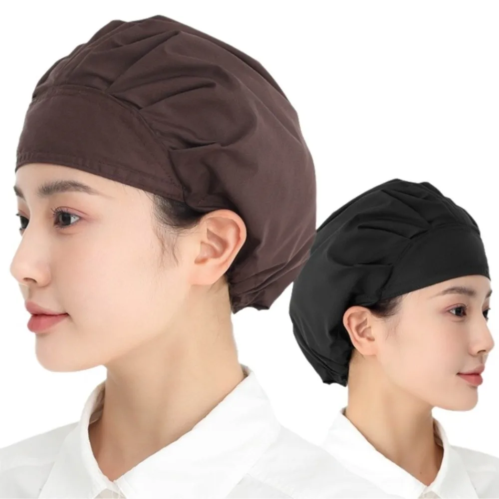 Cooking Oil Fume Proof Catering Cap Hygienic Dustproof Adjustable Chef Hat Cotton Flat Top Kitchen Work Hat Food Factory