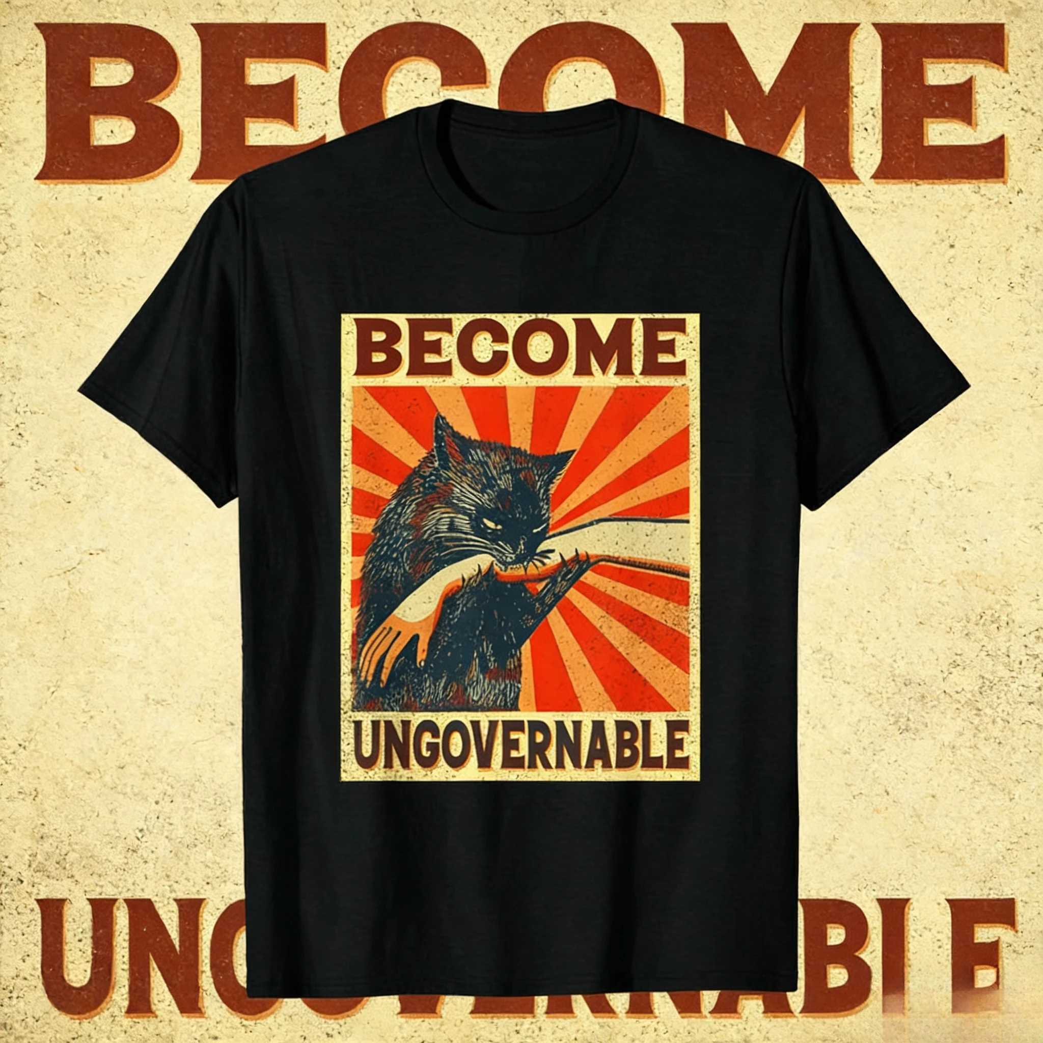 

A Funny Emoji of An Uncontrollable Black Cat Biting Hands for Men and Women 2025-26 Summer Pure Cotton 100% Printed T-shirt