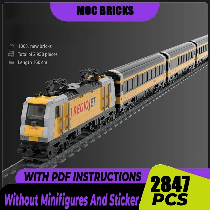 

Railway Train Model Moc Building Blocks Unique RegioJet Train Model Technology Bricks DIY Assembly City Car Construstion ToyGift