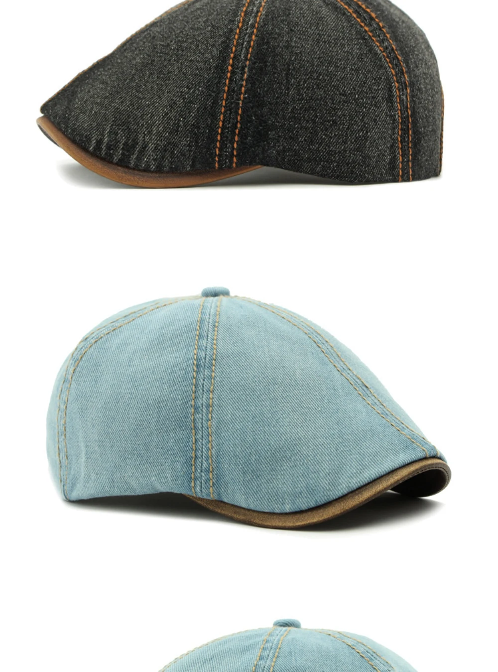 HT4735 Baskenmütze für Männer und Frauen, Vintage-Künstlermaler, achteckige Baskenmütze, 6 Panels, Denim-Efeu, flache Kappe, männlich, weiblich, Frühlings-Baskenmütze – Detail 7