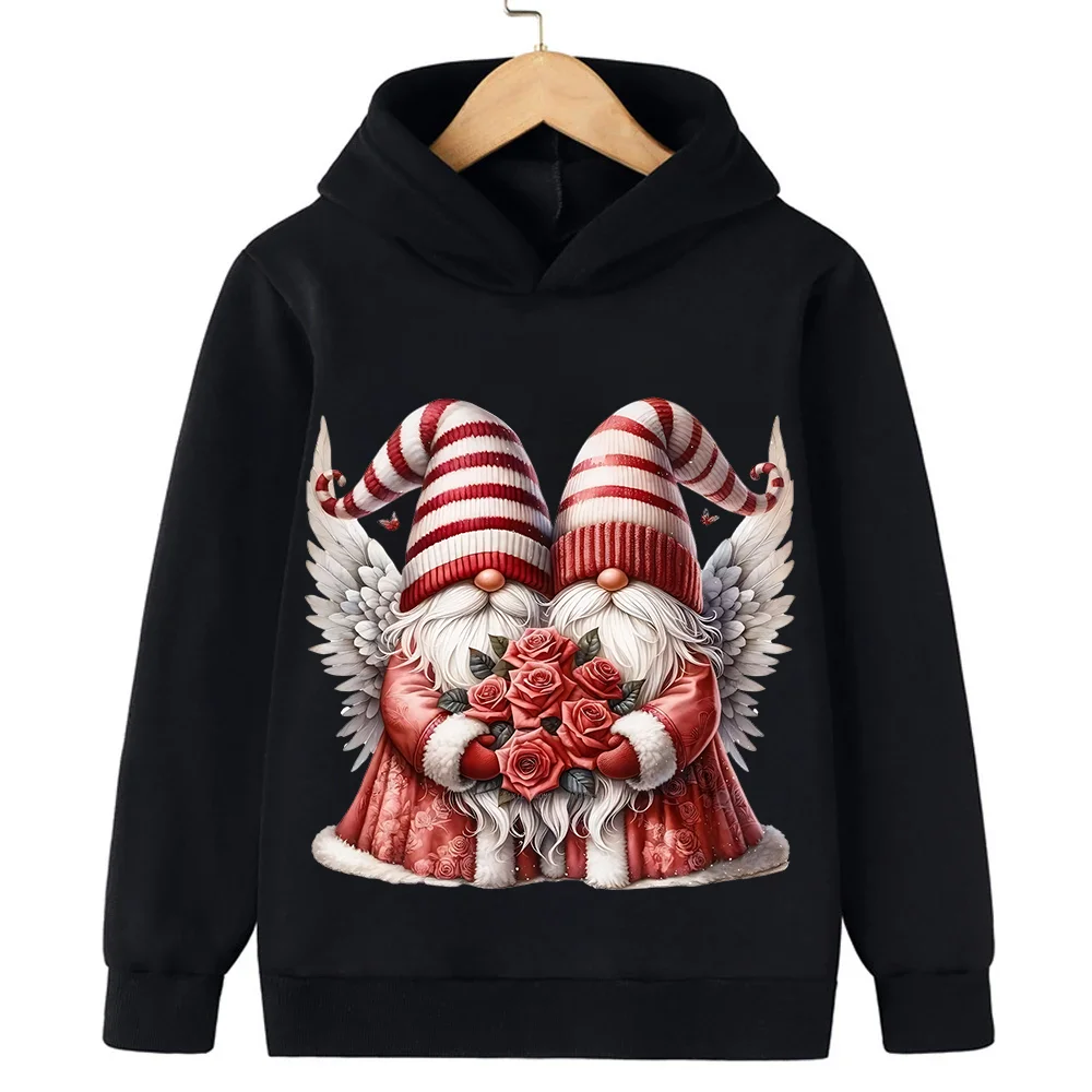 Kerstman bedrukte top met capuchon voor herfst en winter, casual en comfortabele kinderkleding voor jongens en meisjes