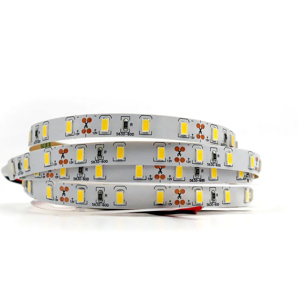 5630 LED Strip DC12V /24V 60LED/m 5m LED Strip Bright SMD Flexible LED Strip Warm White Cold White 4000K IP20 IP65Waterproof