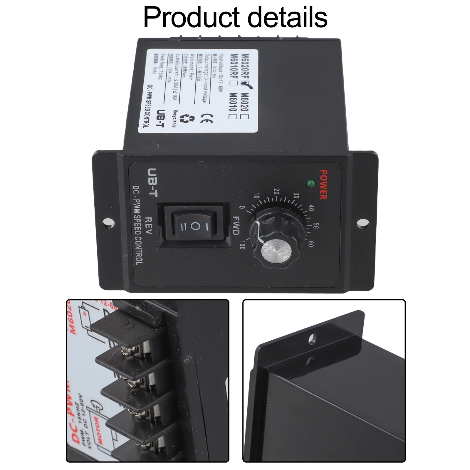 For DC Brush Motor For PWM Controller 20A Current Capacity for 12V to 60V Input Used in Food Processing Machinery