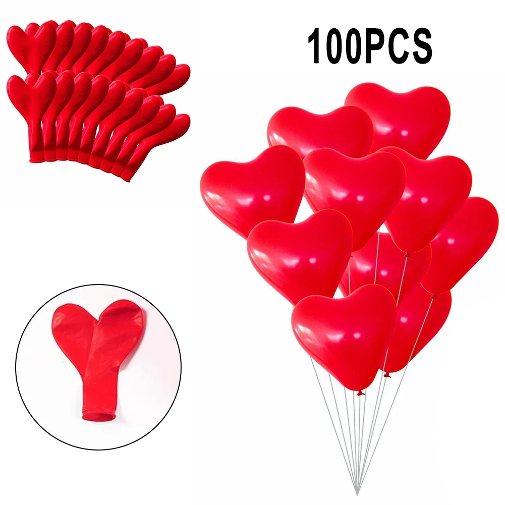 100pcs Balloon 30 Cm In Red  Festive Wedding Room Decoration Props Balloon Heart-shaped Balloon  Valentine's Day Birthday