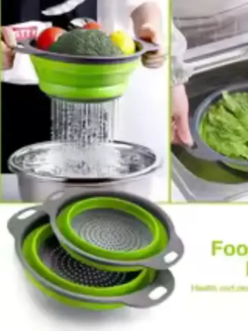 Silicone vegetable and fruit cleaning and drainage basket cleaning basket Folding water filter net Kitchen Gadgets