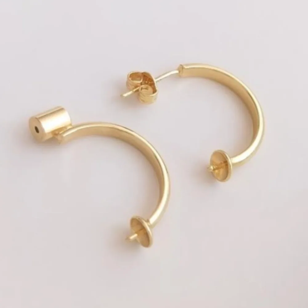 

Медные 14-каратные золотые серьги-гвоздики C-образной формы с полуотверстием, серьги-гвоздики с затычками для ушей, серьги с липким жемчугом, аксессуары для сережек «сделай сам»