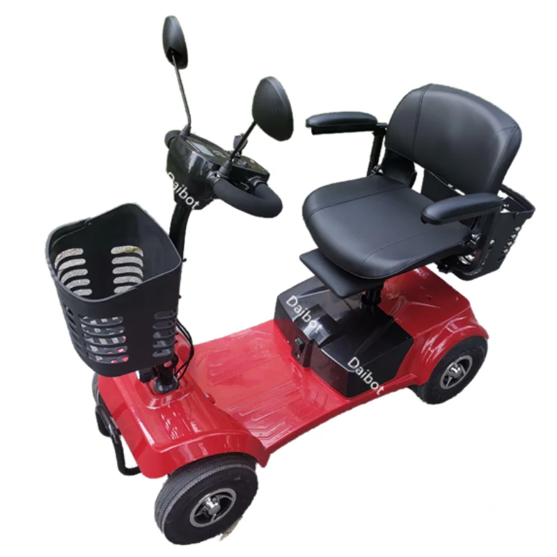 Folding Family Mobility Scooter 4 Wheels For Elders Disabled 2 Seat 365 Rotating Battery Removable Parent Child Electric Scooter