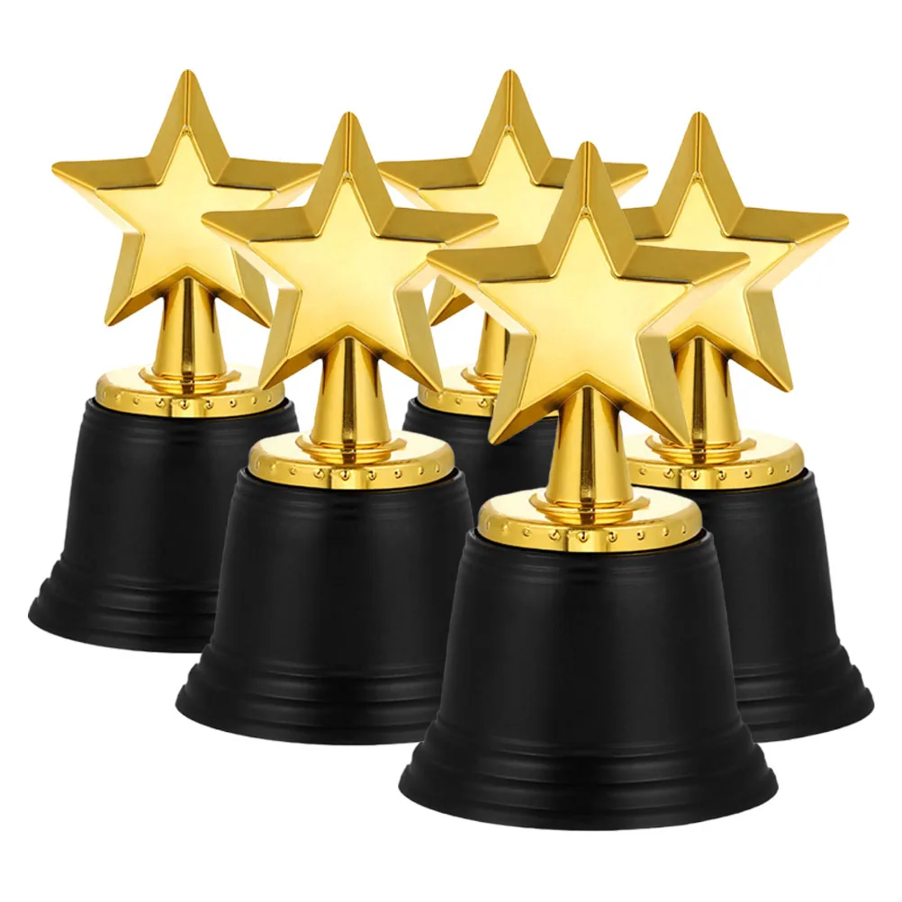 

5pcs Star Trophy Plastic Golden Awards for School Basketball Competition Student Decorative Kids Trophies Prop