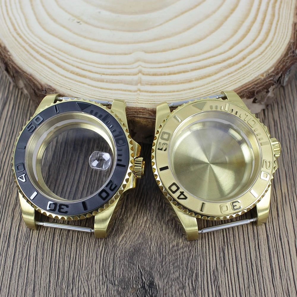 40mm NH35 Yacht Design Style Diver watch Gold case Sapphire Crystal for NH35 NH36 NH34 NH70 8205 2824 Movt 316L Assembling Parts