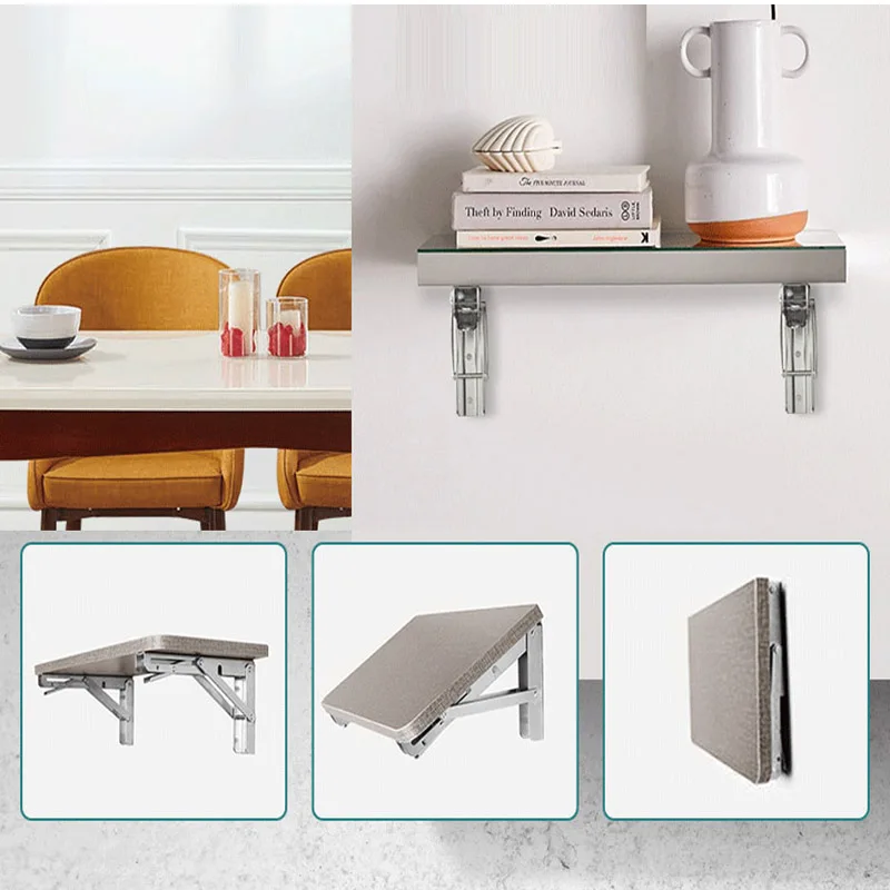 2PCS Cold Rolled Steel Billy Bracket Furniture Accessories Partition Bracket Tripod Universal Stainless Folding Bracket Fixed