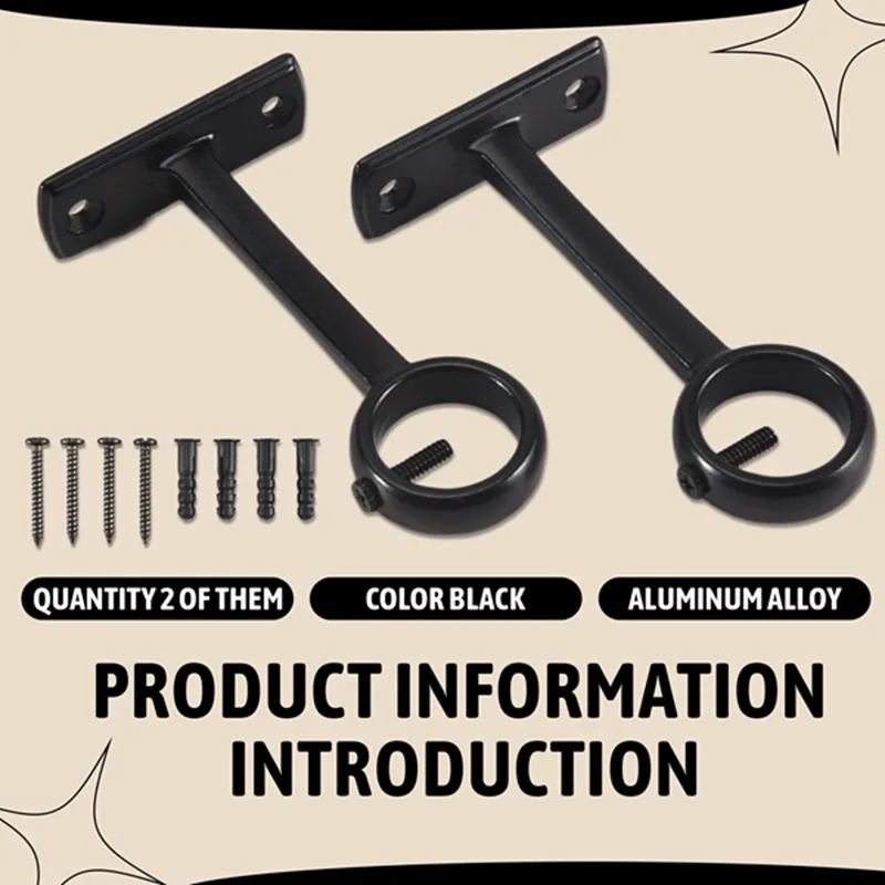 

Потолочные кронштейны для карнизов, прочный потолочный кронштейн для 1-дюймового держателя карнизов (набор из 2 шт.), черный)