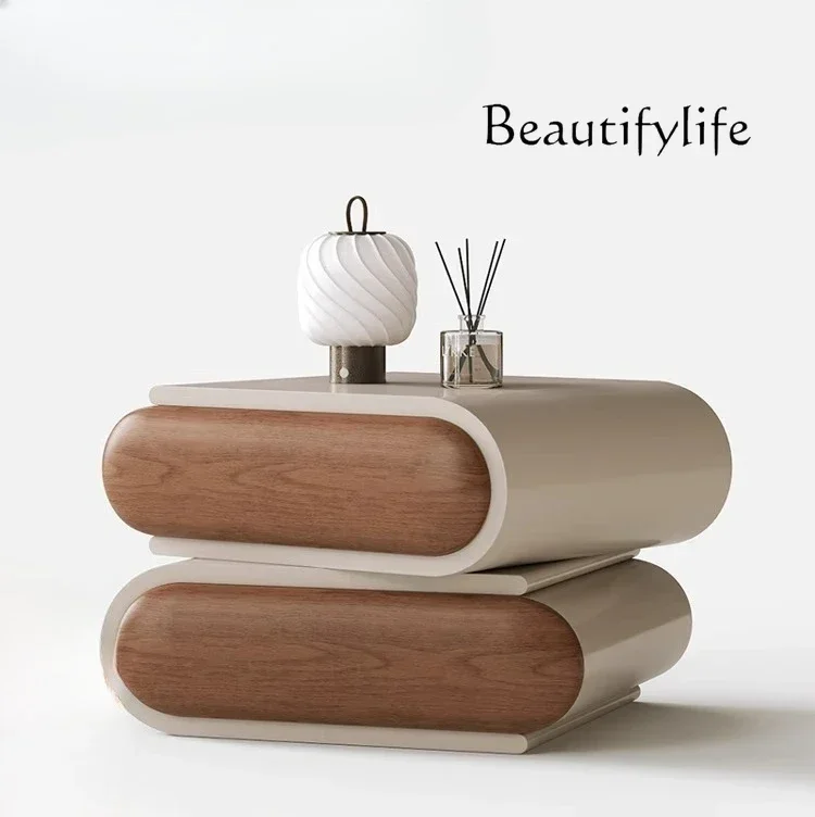 

LJYтуалетный столик Modern simple rotating bedside cabinet bedroom light luxury high-end walnut grain storage cabinet