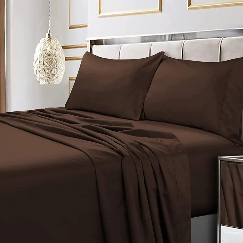 

Tribeca Living Bed Sheet Set, Soft Egyptian Cotton Sateen Solid Sheets and Pillowcase Set, Deep Pocket, 600 Thread Count, 6-Piec