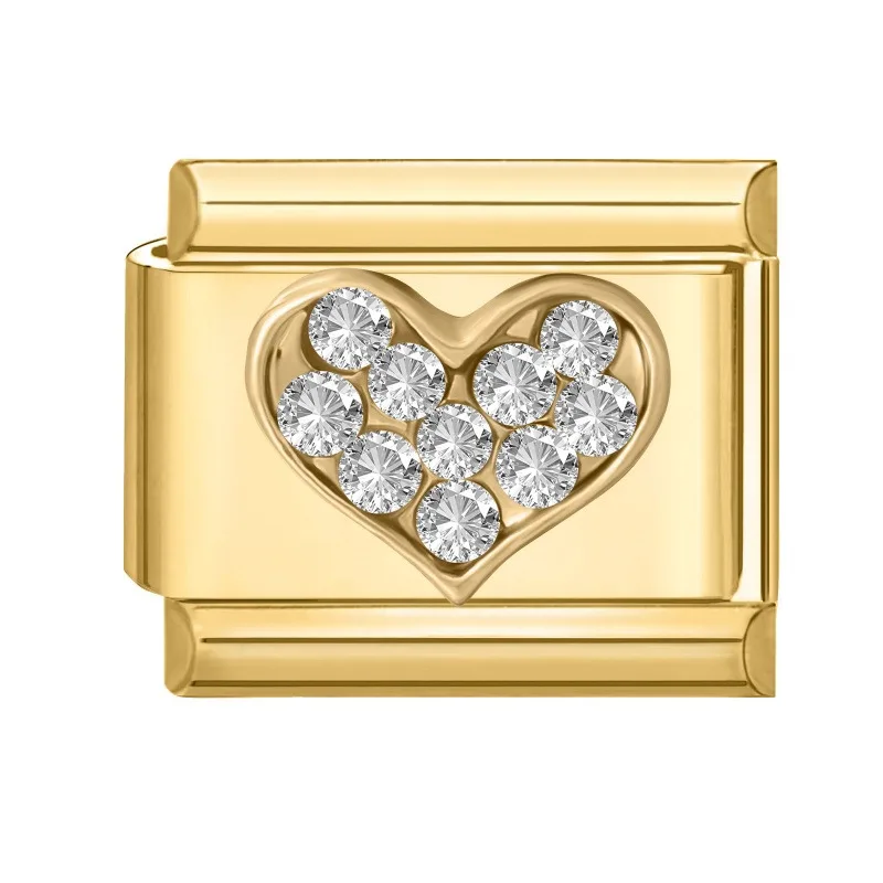 1 Stück, 304 Edelstahl, italienische Charm-Elemente, Herz- und Schleifenform, passend für 9 mm, zum Basteln von Armbändern und Schmuck, Großhandel, 10 mm x 9 mm. – Detail 9