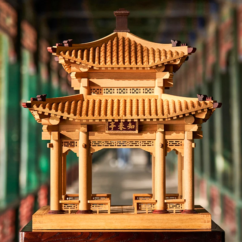 Chinese ancient Chinese architecture tenon and mortise structure building all solid wood bucket arch toy Forbidden