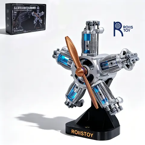 5-Cylinder Radial Engine Building Set Mini Military Plane Engine Model Kit That Runs Compatible with WW2 Blocks DIY Assembly STE