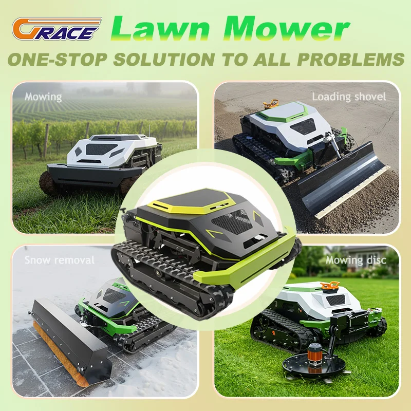 

Large Area Remote Controlled Lawn Mower Long Working Time Crawler Smart RC Garden Mower Commercial Park Usage