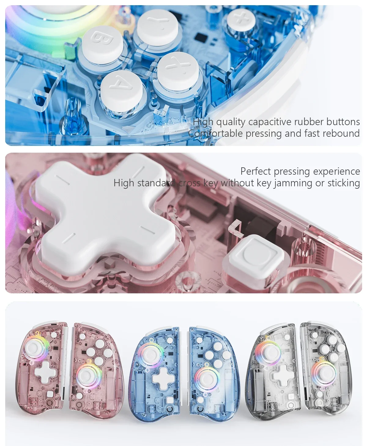 LinYuvo KS37B Kontroler bezprzewodowy Meteor Light Joycons do Nintendo Switch/OLED z programowalnym/sterowaniem ruchu/podwójnym wibracją