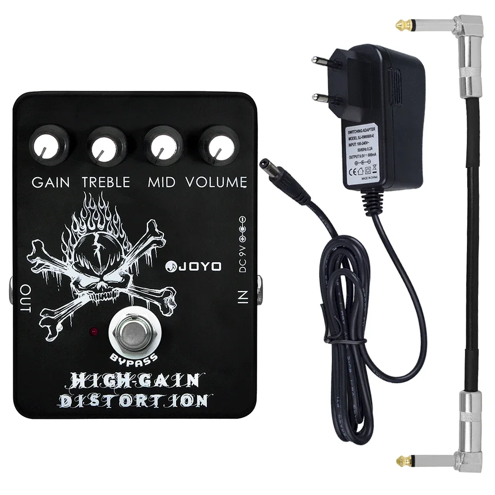 JOYO JF-04 Pedal de efecto de guitarra eléctrica de distorsión de alta ganancia de AC/DC Crunch a Pedal de efecto de metales pesados con EQ de doble banda