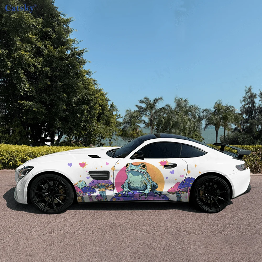 

Мечтательная лягушка, гриб, автомобильные виниловые наклейки, самоклеящаяся наклейка из ПВХ, подходит для грузовиков, внедорожников, украшения, автоаксессуары, подарок