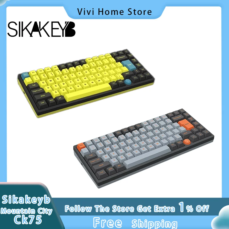 

Sikakeyb Mountain City Ck75 Mechanical Keyboard Customization Cable PBT Keycap Magnetic Axis Electronic Sports Game Keyboard