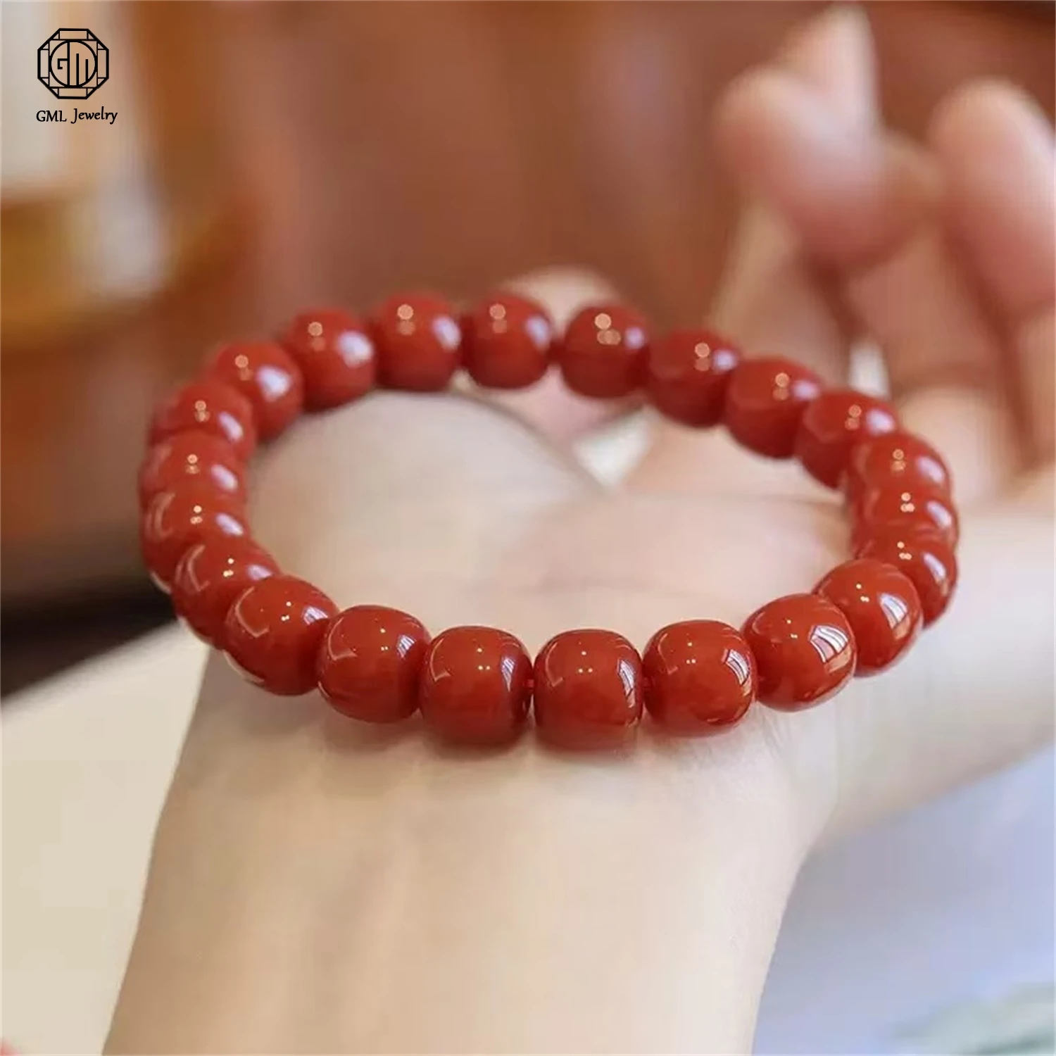 Unisex Natural Hetian Jade Three Color Straight Cut Qiemo Sugar Ink Blue White Beaded Bracelet Gemstone Agate Jewelry Gift