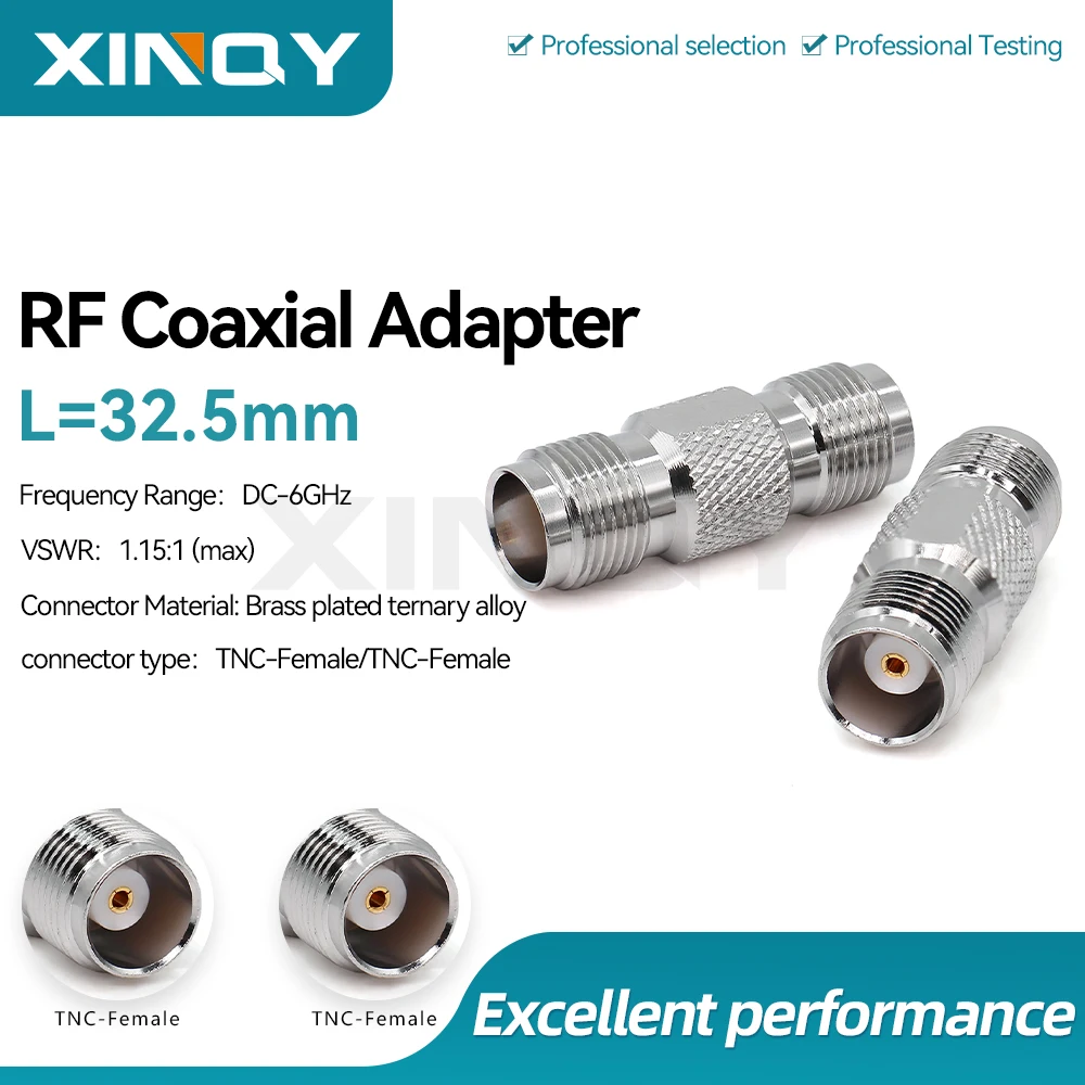XINQY TNC Female to Female Straight Adapter, 50 Ohm TNC Connector, DC-6GHz