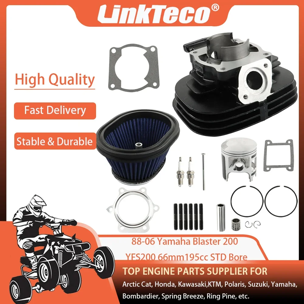 ATV 88-06 66mm 195cc Cylinder Piston Spark Plug air filter Top End Bolts Kit For Yamaha Blaster 200 YFS200 2XJ-11111-00-00 STD