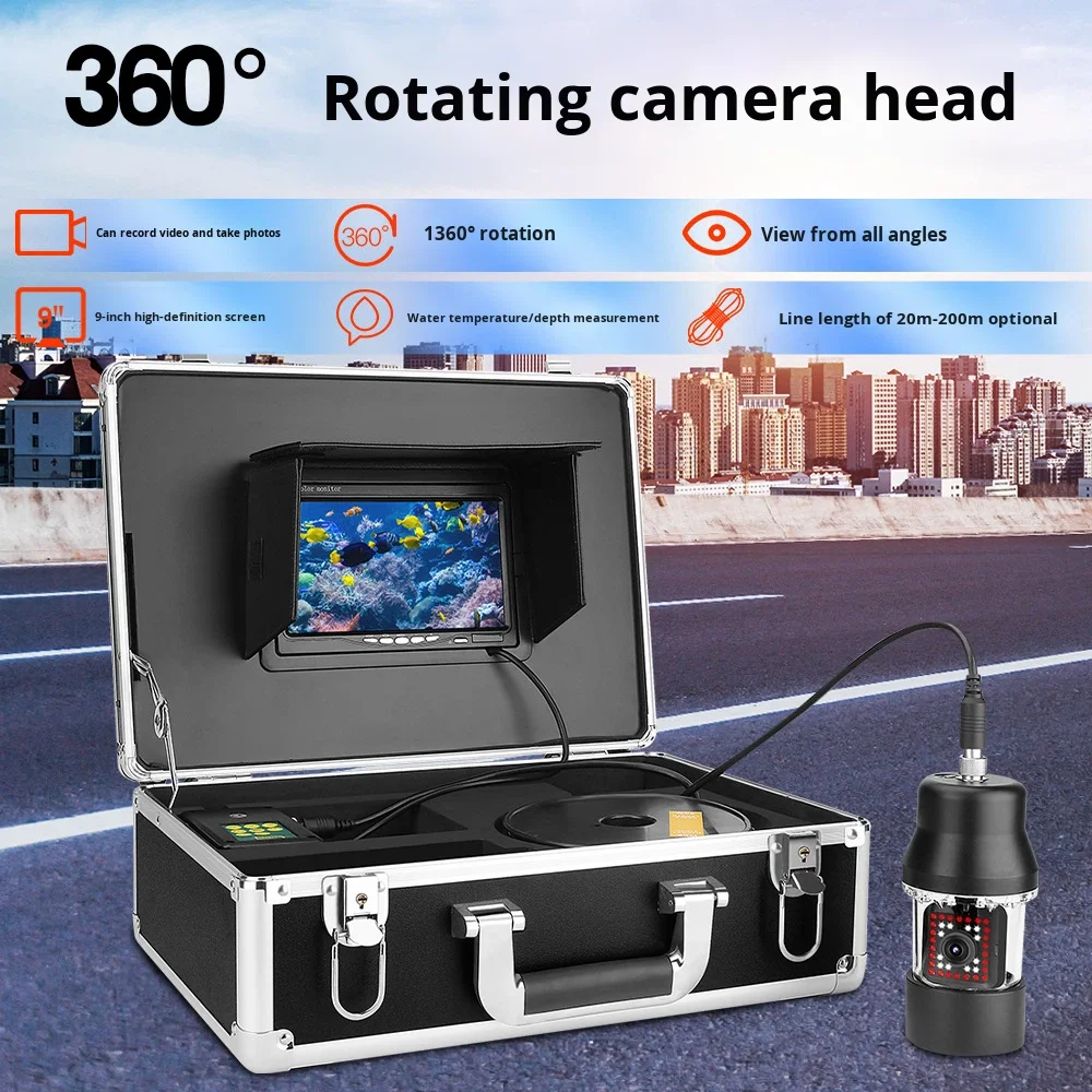 

Fishing Fish Finder Pan-Tilt 360 Degree Rotating Underwater Camera Downhole TV Head 200m 300m 500m F8300DB DC 10V-18V Battery