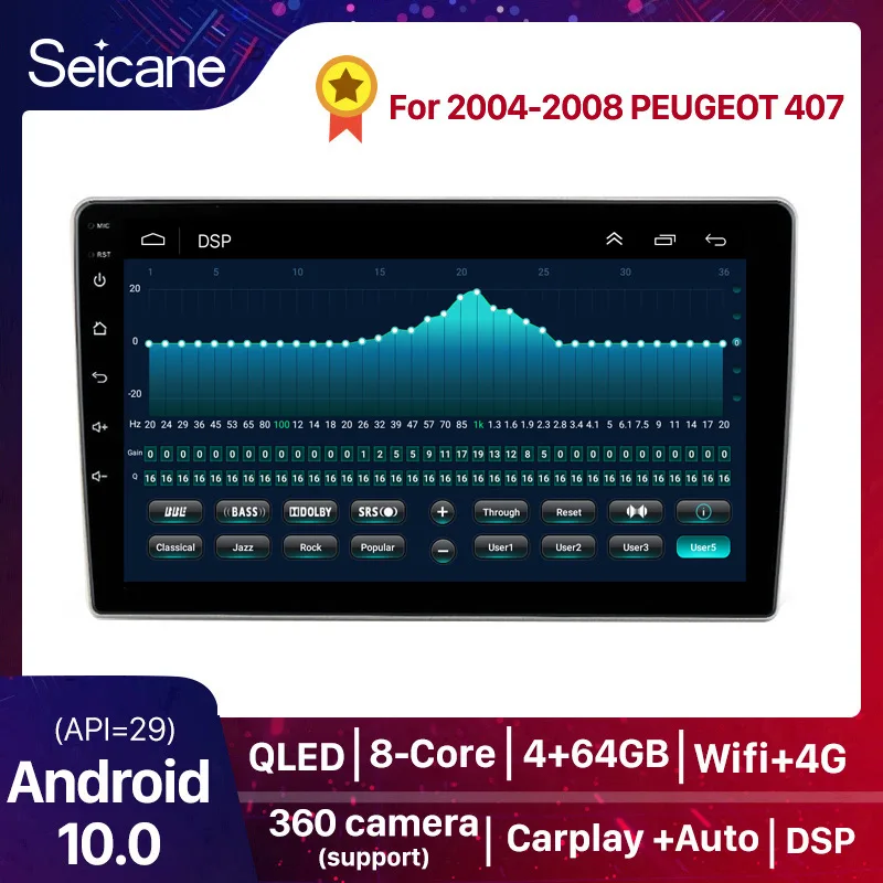 

Seicane Car Multimedia Video Player For 2004-2008 PEUGEOT 407 2din Android 11 DSP QLED Stereo Radio GPS Support Carplay Auto