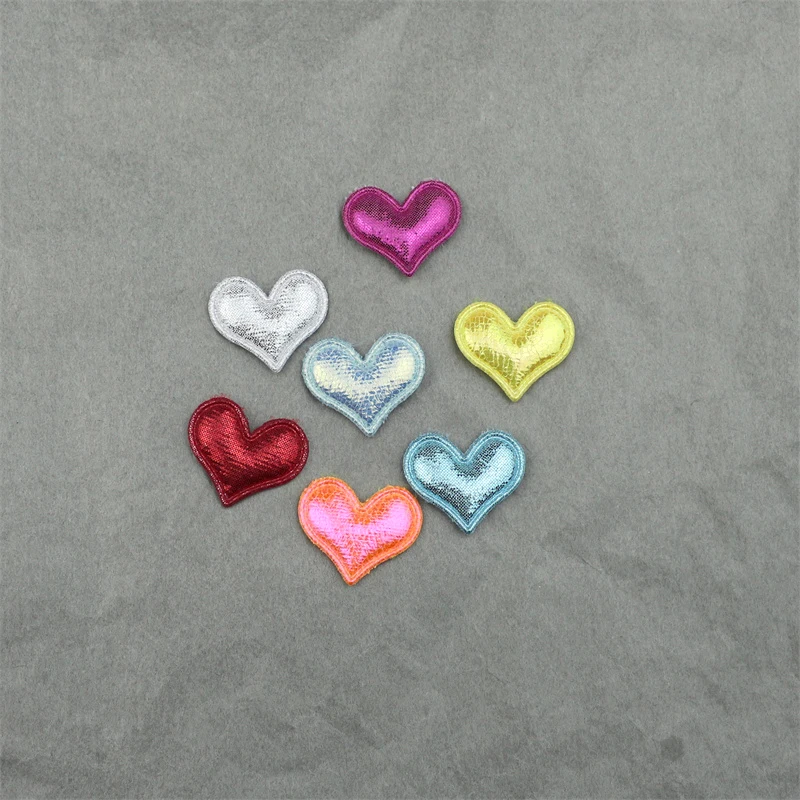 60Pcs 25mm Brightening Heart Padded Applique for Hat Clothes Sewing Patches DIY Hair Clip Bows Accessories Arts Dolls Ornaments