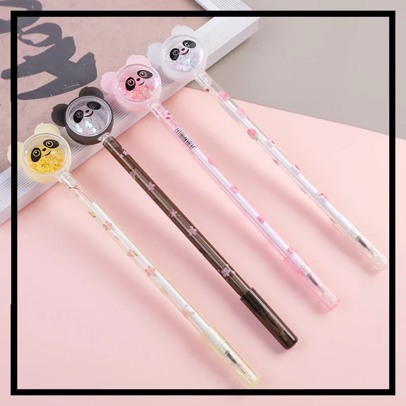 Wholesale Cute Panda Sequined Gel Pens Set Office Black Pen Students Write Black Water-based School Supplies