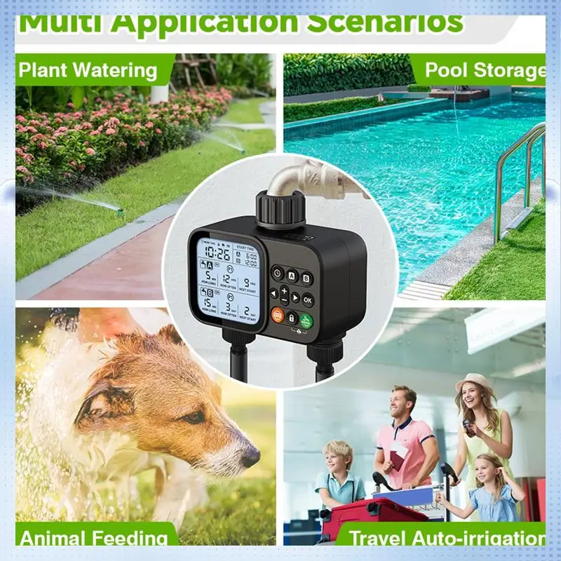

AD-Household Solar Irrigation Timer LCD Automatic Irrigation System Outdoor Smart Garden Watering Tool Adjustable Program