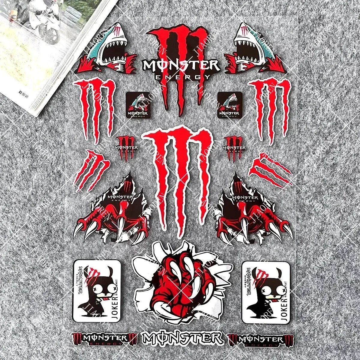 Pegatina reflectante para Monster Energy, Logo, tanque, casco, coche, calcomanía para YAMAHA, HONDA, SUZUKI, KAWASKI