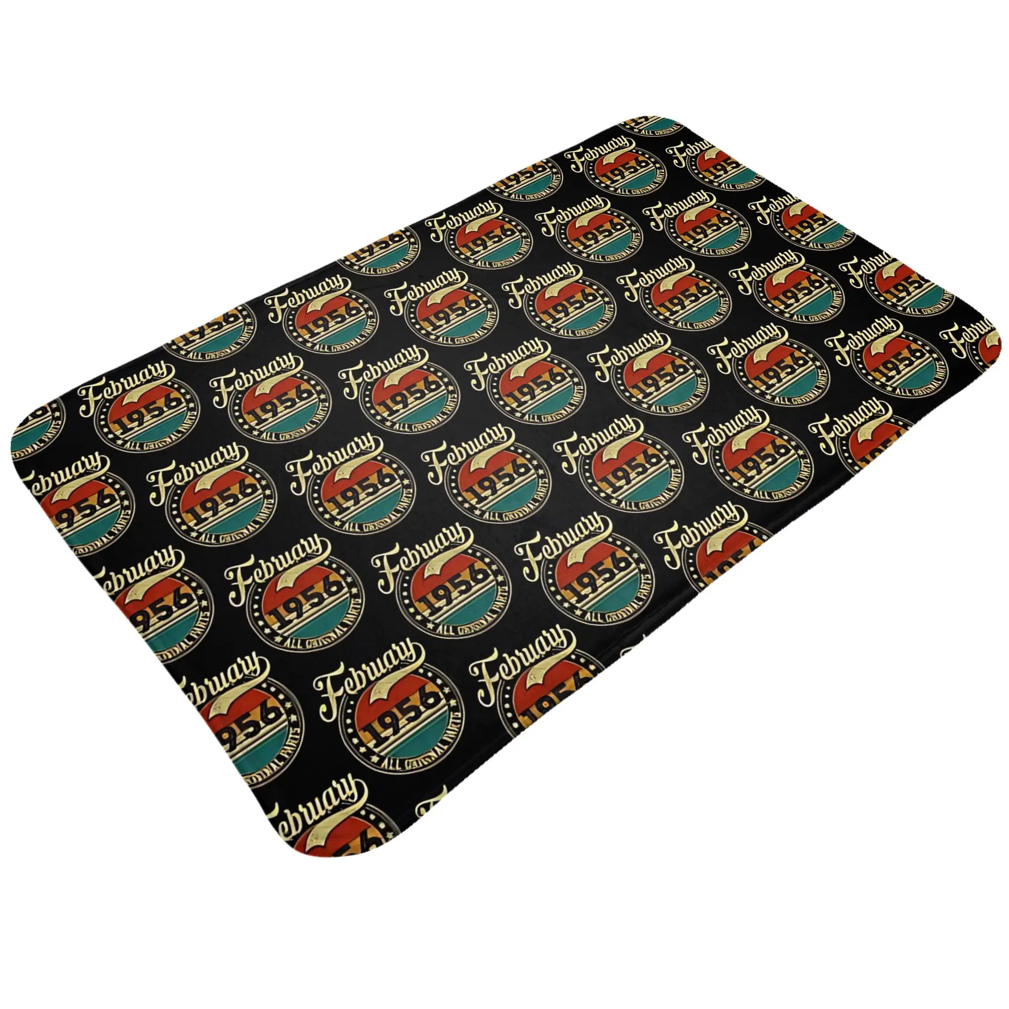 February 1956 All Original Parts Born in February Decorations Bath Mat 70th Doormat Kitchen Carpet Outdoor Rug Home Decoration