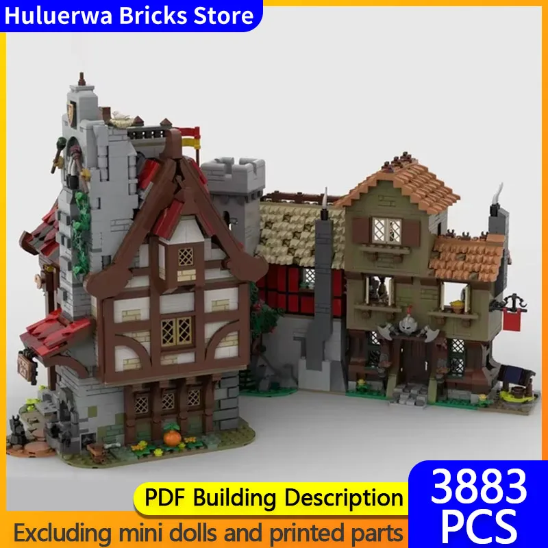 Medieval Castle Model MOC Building Bricks Medieval Tavern Blacksmiths Modular Technology Gift Holiday Assemble Children Toy Suit