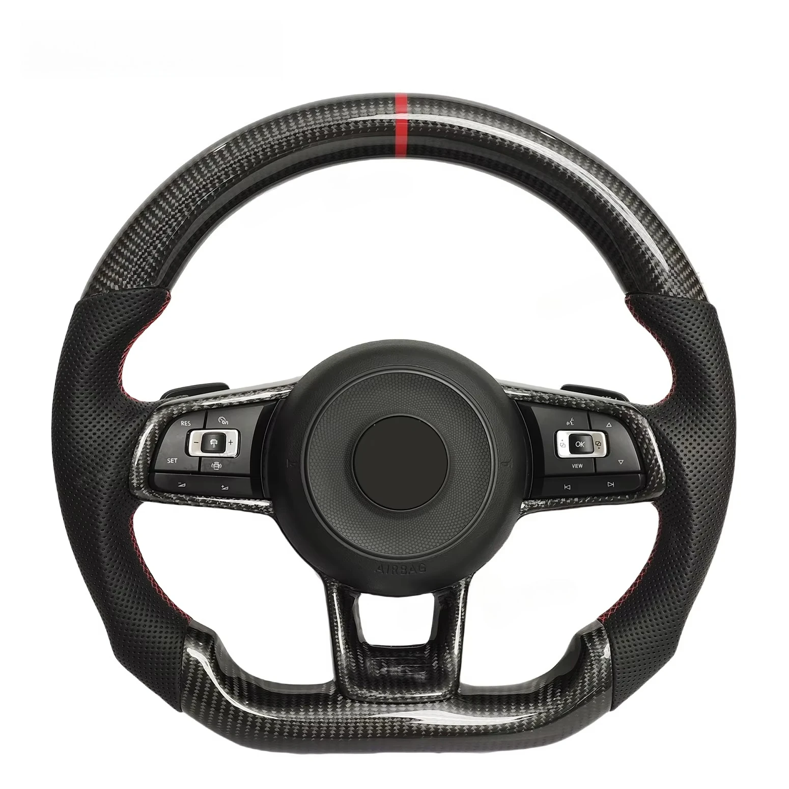 Volante in pelle lucida in fibra di carbonio di alta qualità per Volkswagen Polo Golf 6 7 7.5 8 R GTI Passat B6 B7 CCMK6 Mk7 Jetta