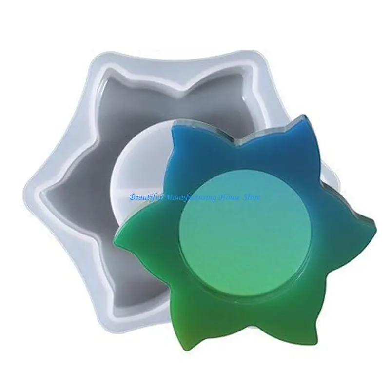 E56A Flower Candlestick Epoxy Casting Silicone Mold Jewellery Storage Making Mould