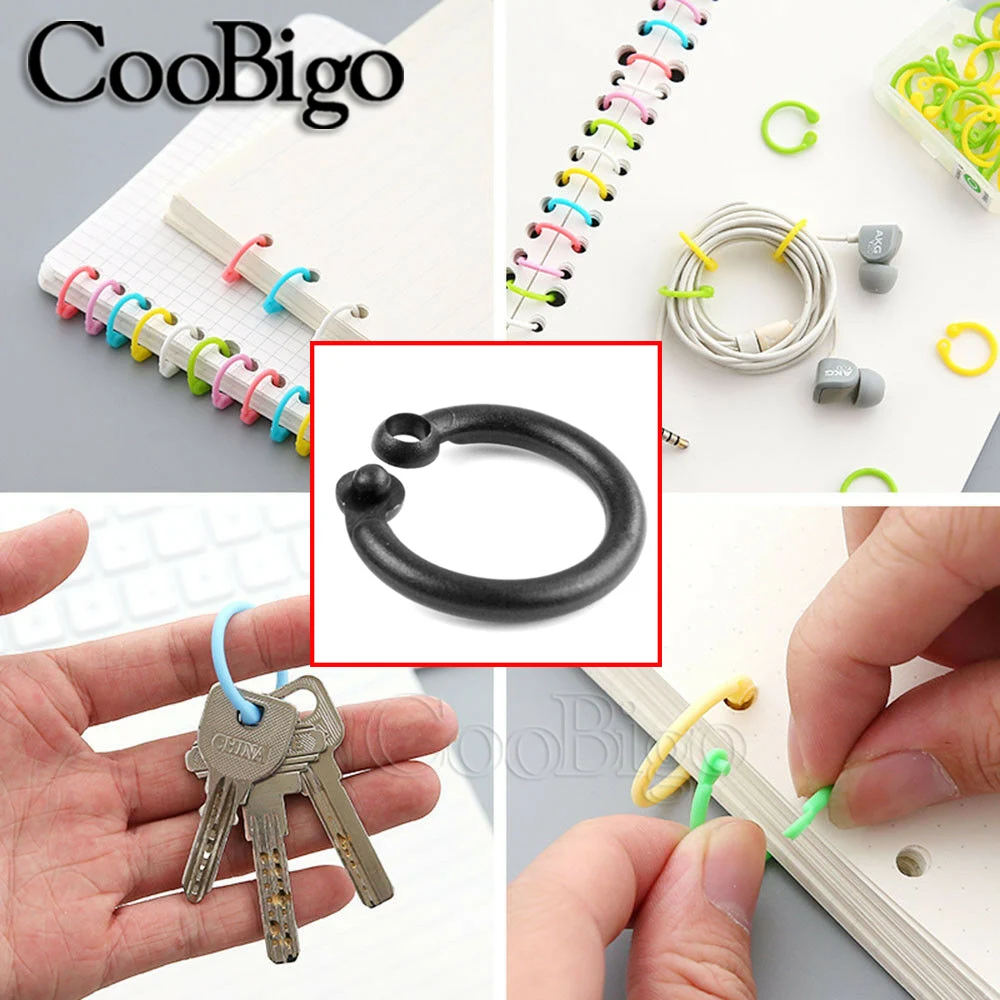 20Pcs Loose Leaf Binder O Rings Office Binding Loops Albums Notebook Tags DIY Stationery Scrapbooks Keychain Supplies Plastic