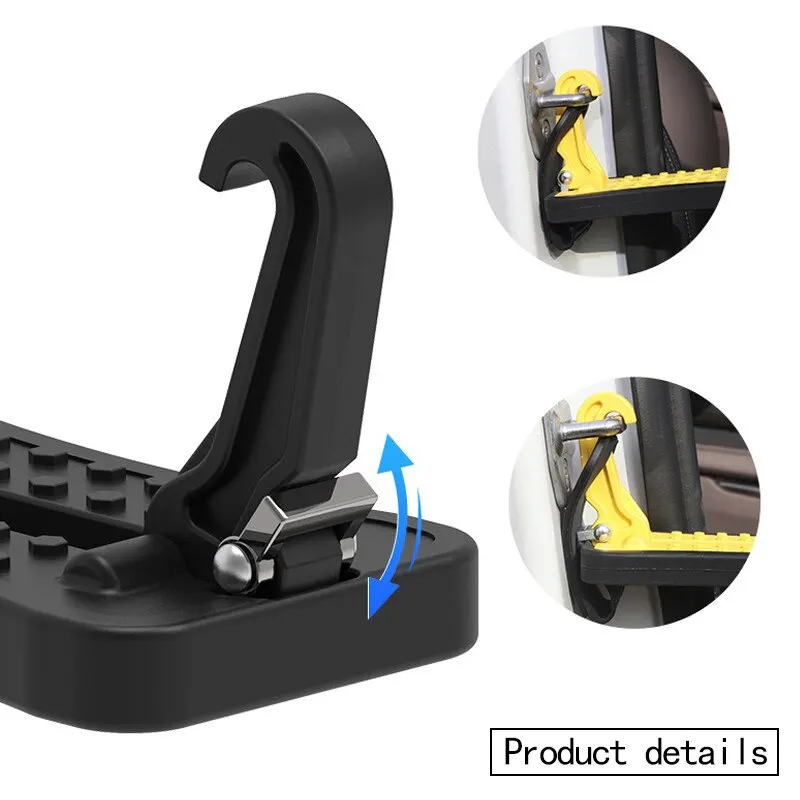 Foldable Aluminum Alloy Door Pedals on Car Pedals, Multifunctional Universal Latch Hook Auxiliary Pedal Safety Hammer