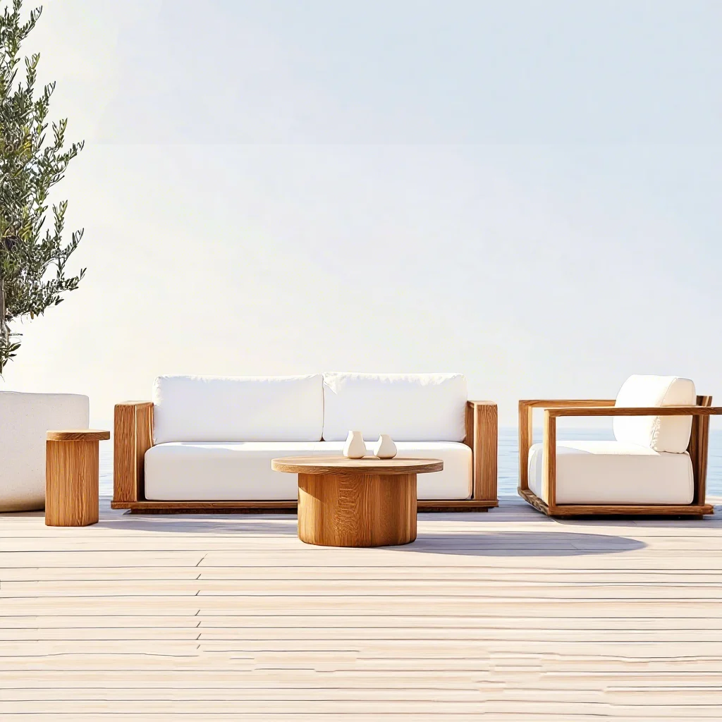 2026 Modern Luxury Weather-Resistant Sofa Teak Wood Set for Living Room Bedroom Outdoor Furniture Dining Table Courtyards Parks