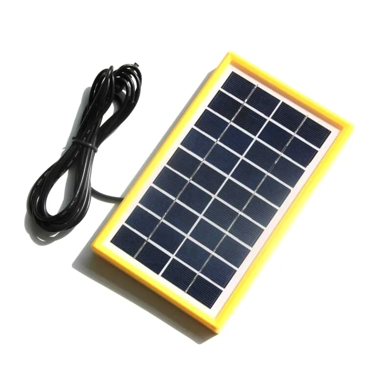 BUHESHUI 3W 9V Solar Cell with Frame and DC 5521 Polycrystalline DIY Solar Panel System for 6V Battery Charging 3M 2PCS