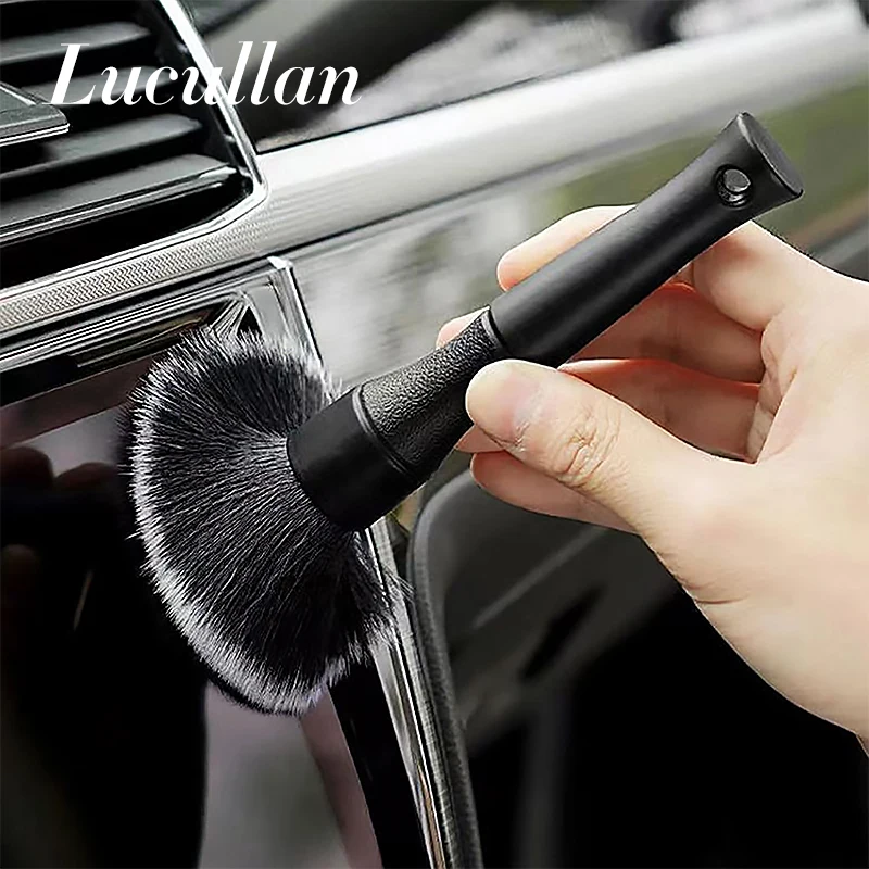 Lucullan Ultra-Soft Detailing Brush Super Dense Auto Interior Detail Brush With Synthetic Bristles Car Dashboard Duster Brush