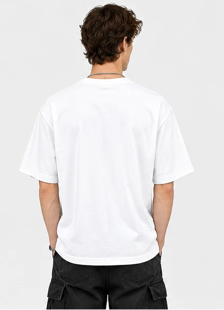 White T-shirt Unisex Blue Diamond Shape Abstract Handwriting Art Print Tee Summer Loose Short Sleeve Streetwear Casual Tops