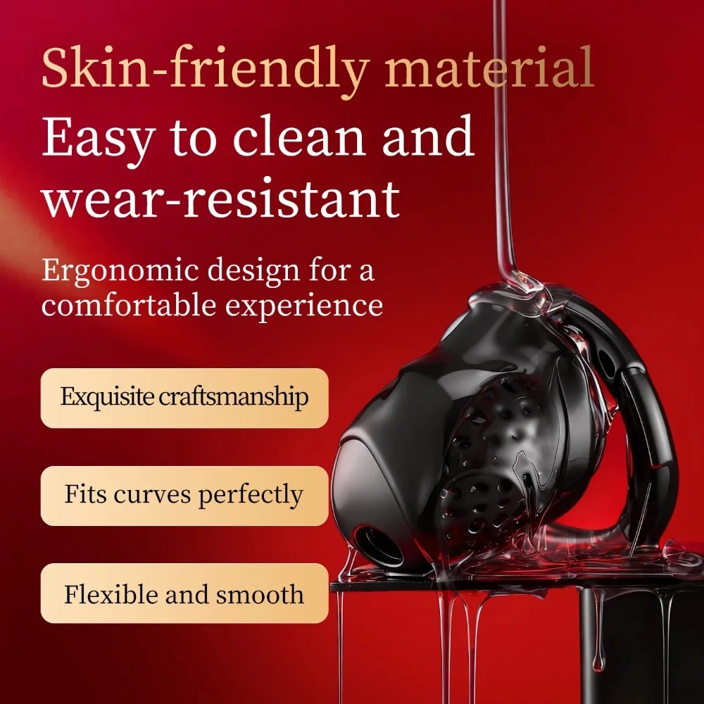 Male Chastity Cage with Lock and 5 Rings Resin Penis Lock for Men Breathable Cock Ring Penis Restrain Chastity Device Sex Toys view 4