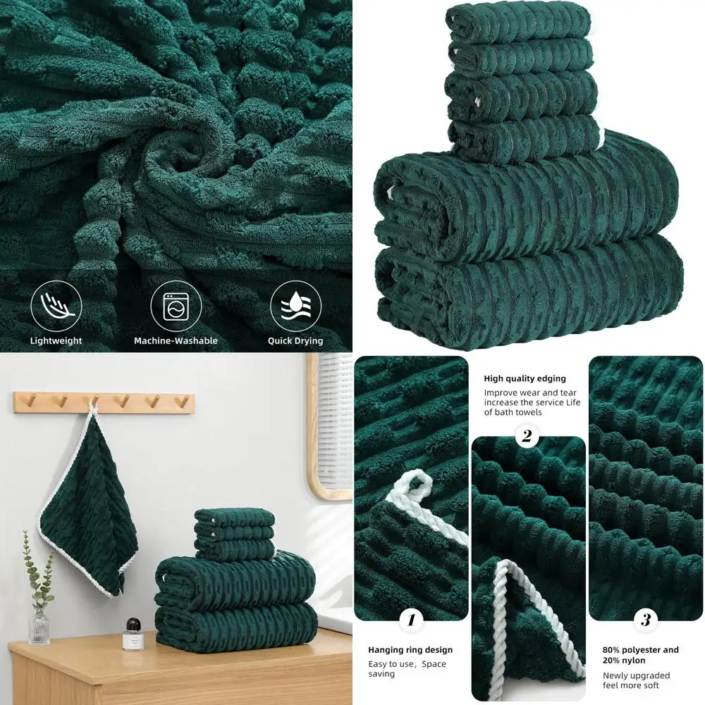 

Набор больших банных полотенец 40x80 см, 6 штук, быстросохнущие, легкие, без ворса, впитывающие, из микрофибры в полоску, для взрослых