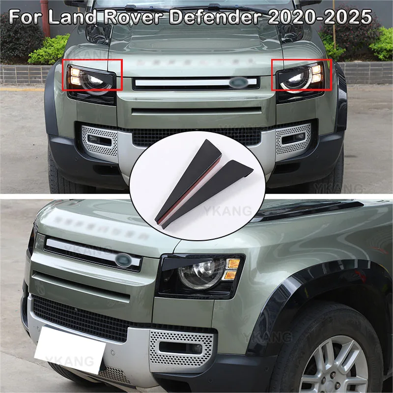 For Land Rover Defender 2020-2025 Aluminum Alloy Black Angry Bad Face Headlight Eyebrows Eye Lid Sticker Grille Eyebrows Eyelids