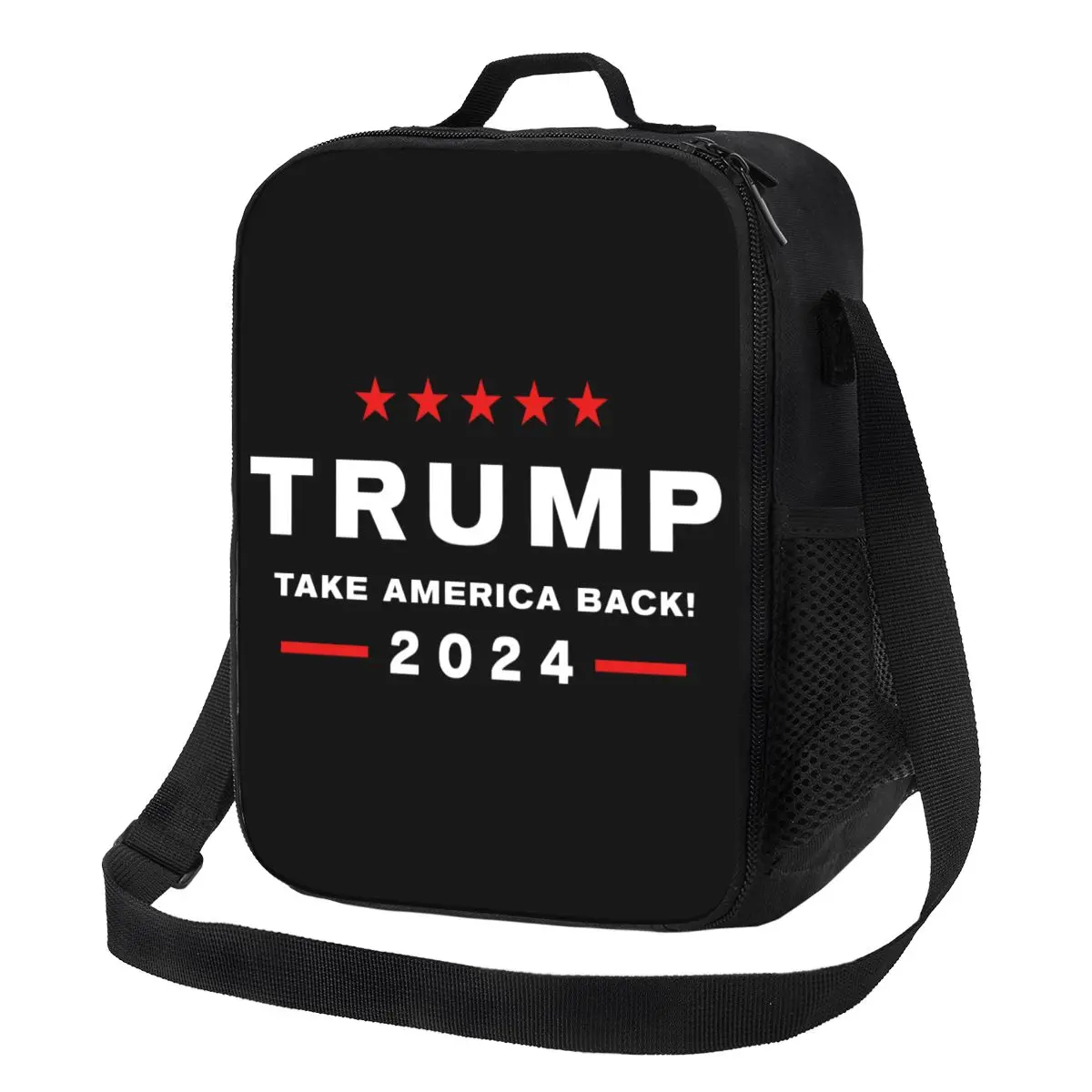 Trump 2024 US America Back Portable Lunch Boxes Women Multifunction Cooler Thermal Food Insulated Lunch Bag Office Work