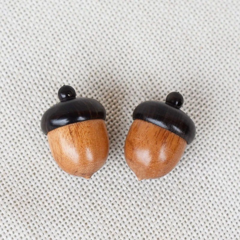 1/2 PCS Mini Sandalwood Acorn Pendant Portable Pill Storage Box Granule Small Items DIY Container Case
